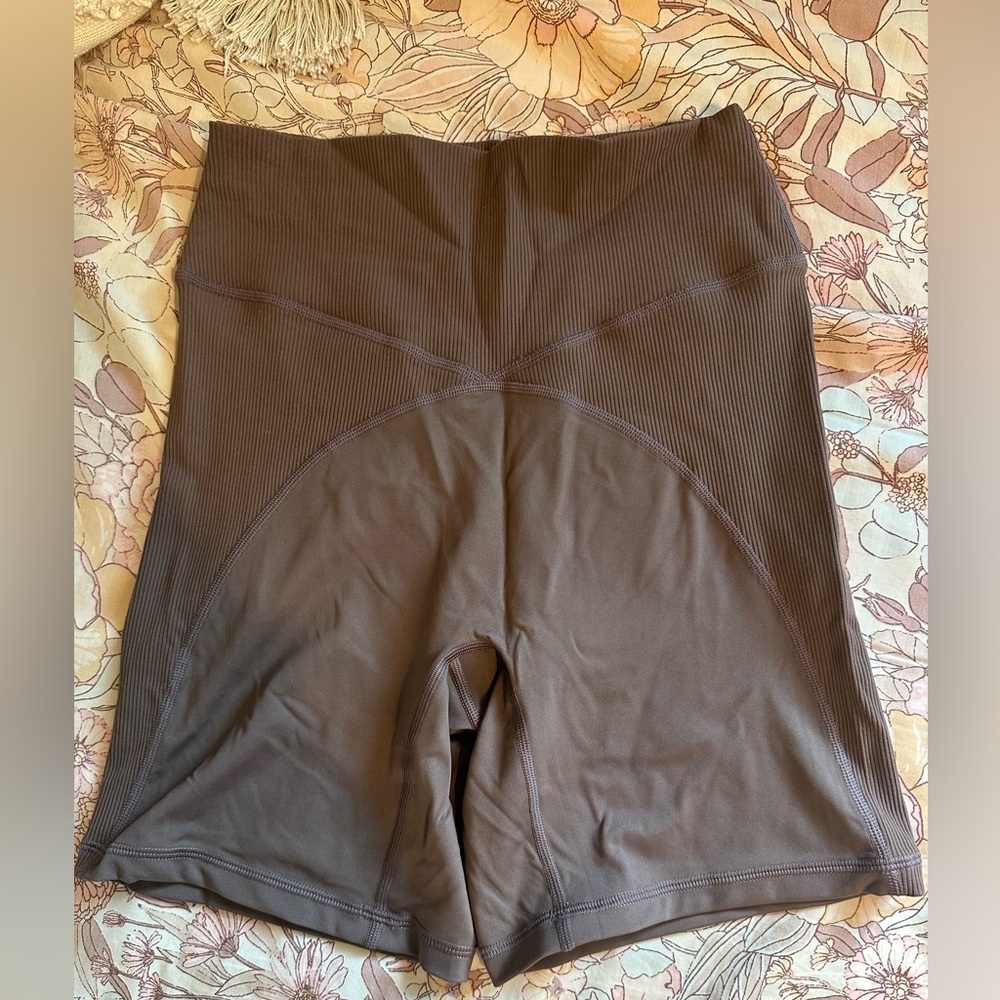aerie High-Rise Ribbed Seam Bike Shorts - Brown